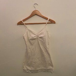 BKE White Tank Top with Lace Trim